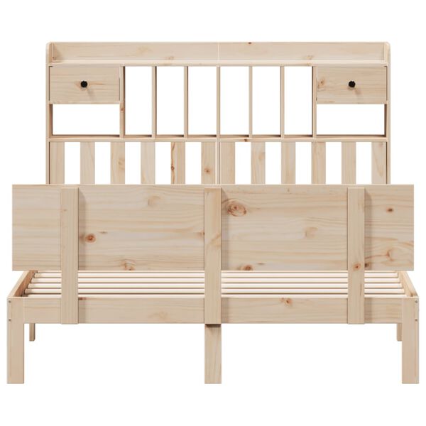 vidaXL Cama com estante sem colchão 160x200 cm pinho maciço