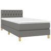 vidaXL Cama box spring c/ colch&atilde;o e LED 80x200 cm tecido cinza-escuro