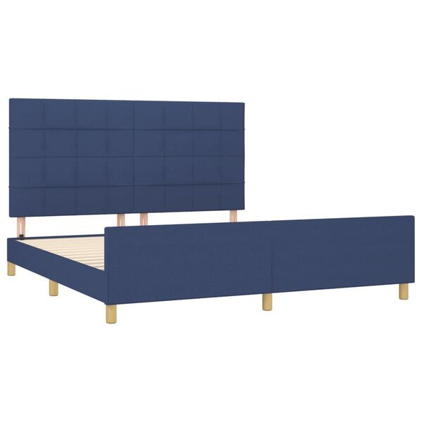 vidaXL Estrutura de cama sem colch&atilde;o 160x200 cm tecido azul