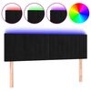 vidaXL Cabeceira de cama c/ luzes LED veludo 144x5x78/88 cm preto