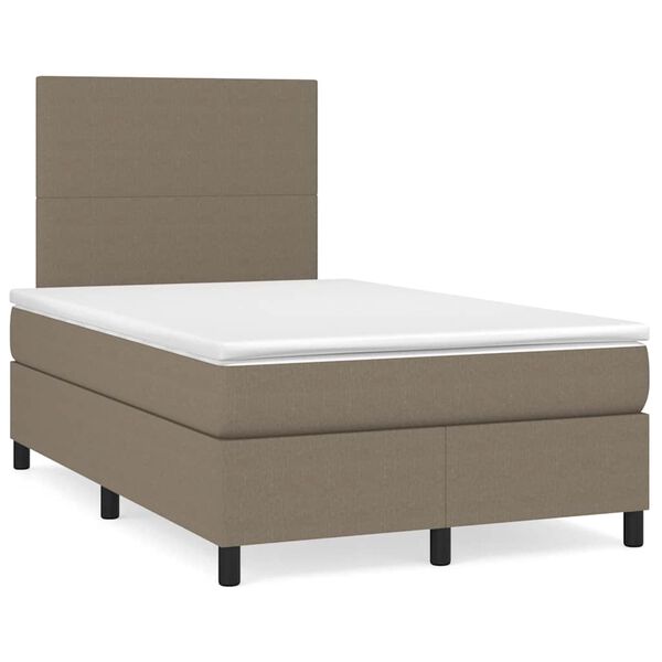 vidaXL Cama box spring colch&atilde;o/LED 120x190cm tecido cinza-acastanhado