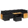 vidaXL 8 pcs conjunto sof&aacute;s jardim almofad&otilde;es vime PE/ac&aacute;cia cinzento