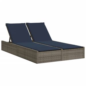 vidaXL Espregui&ccedil;adeira dupla com almofadas em rattan sint&eacute;tico cinza