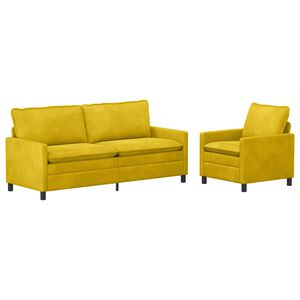 vidaXL Conjunto de Sof&aacute;s 2 unid. Amarelo Veludo