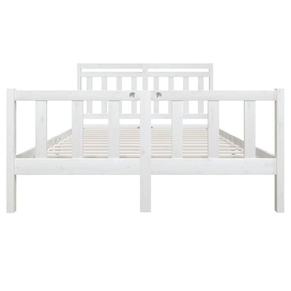 vidaXL Estrutura de cama king 150x200 cm madeira maci&ccedil;a branco