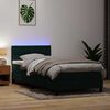 vidaXL Cama box spring c/ colch&atilde;o e LED verde-escuro 80x220 cm veludo