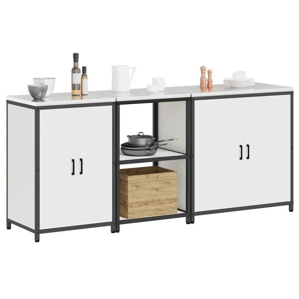 vidaXL Conjunto de Armazenamento de Cozinha com porta 3 pcs Branco