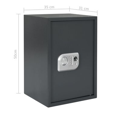 vidaXL Cofre digital com impressão digital cinzento-escuro 35x31x50 cm