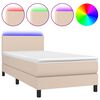 vidaXL Cama box spring c/ colch&atilde;o/LED 90x200cm couro artif. cappuccino