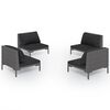 vidaXL 4 pcs conj. lounge jardim c/ almofad&otilde;es vime PE cinza-escuro