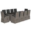 vidaXL 11 pcs conjunto jantar p/ jardim c/ almofad&otilde;es vime PE cinzento