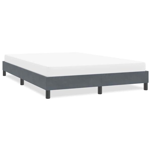 vidaXL Estrutura de cama sem colch&atilde;o 140x220 cm veludo cinzento-escuro