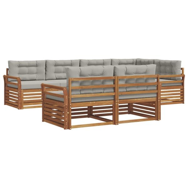 vidaXL Conjunto de Sof&aacute;s para Exterior 7 pcs Cinza Natural e Claro