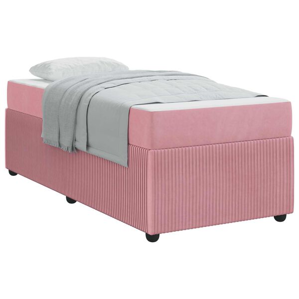 vidaXL Estrutura da Cama com colch&atilde;o Rosa 100 x 200 cm tecido