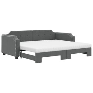 vidaXL Sof&aacute;-cama c/ gavet&atilde;o e colch&otilde;es 90x200cm tecido cinzento-escuro