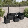 vidaXL 7 pcs conjunto de sof&aacute;s p/ jardim c/ almofad&otilde;es vime PE preto