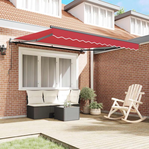 vidaXL Toldo Retr&aacute;til Vermelho 300 x 250 cm Tecido e Alum&iacute;nio