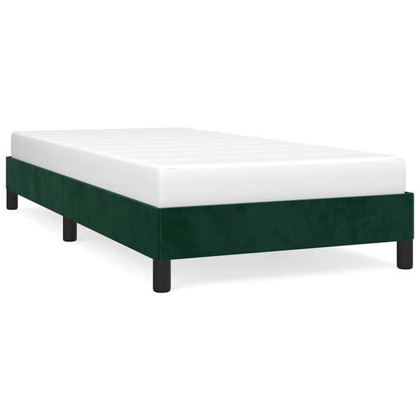 vidaXL Estrutura de cama sem colch&atilde;o 100x200 cm veludo verde-escuro