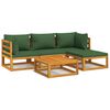 vidaXL 5 pcs conj. lounge jardim madeira c/almofad&otilde;es verdes