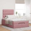 vidaXL Estrutura de cama otomana com colch&otilde;es 120x200 cm veludo rosa