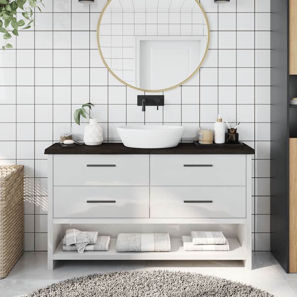 vidaXL Bancada p/ WC 120x30x(2-4)cm madeira tratada maci&ccedil;a castanho