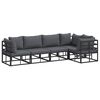 vidaXL Conjunto de Sof&aacute; de Jardim 5 unid. Preto Alum&iacute;nio