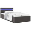 vidaXL Cama hidráulica c/ arrumação LED 100x200cm tecido cinza-escuro