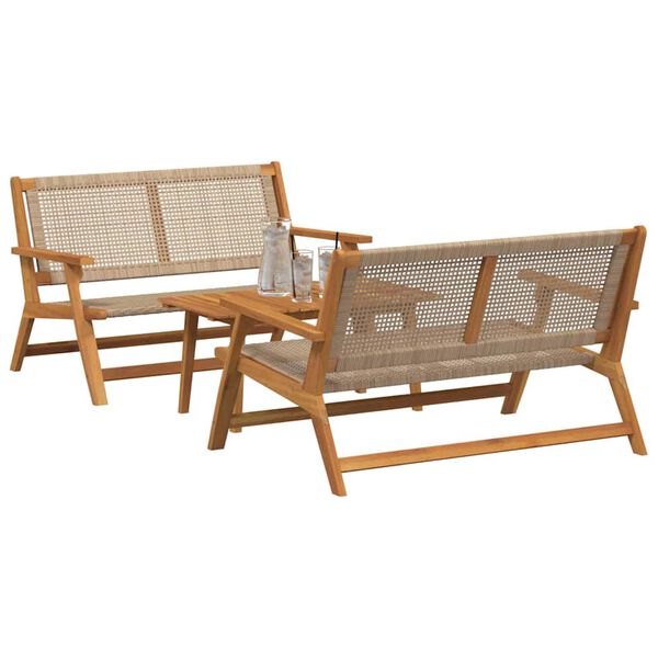 vidaXL Cadeiras de Jardim com Mesa 3 pcs Bege 90 x 45 x 40 cm