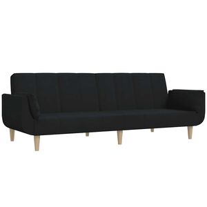 vidaXL Sof&aacute;-cama 2 lugares com duas almofadas tecido preto