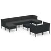 vidaXL 10 pcs conjunto lounge de jardim c/ almofad&otilde;es vime PE preto