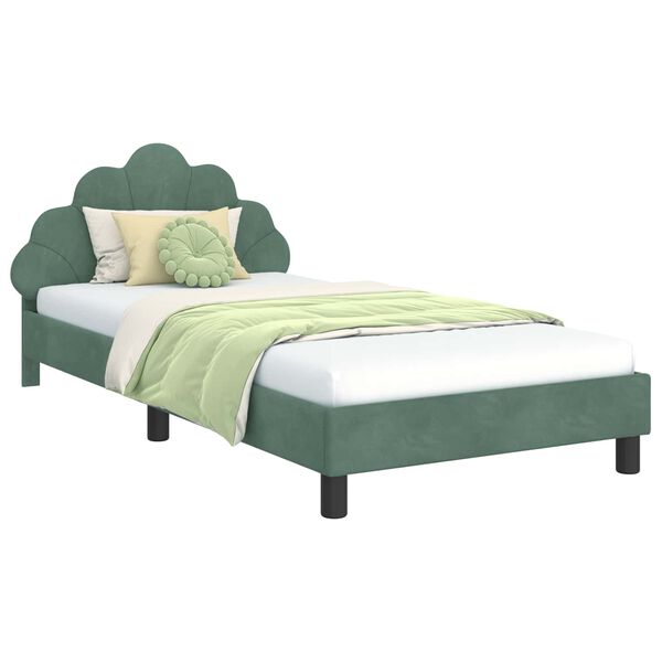 vidaXL Estrutura de Cama Infantil com Cabeceira Verde do Mar