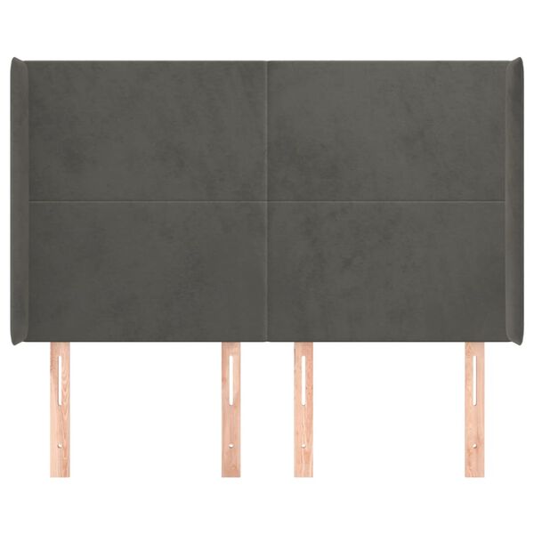 vidaXL Cabeceira cama c/ abas veludo 147x16x118/128 cm cinzento-escuro
