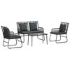 vidaXL Conjunto de M&oacute;veis de Jardim 4 pcs Preto e Anthracite vime PE