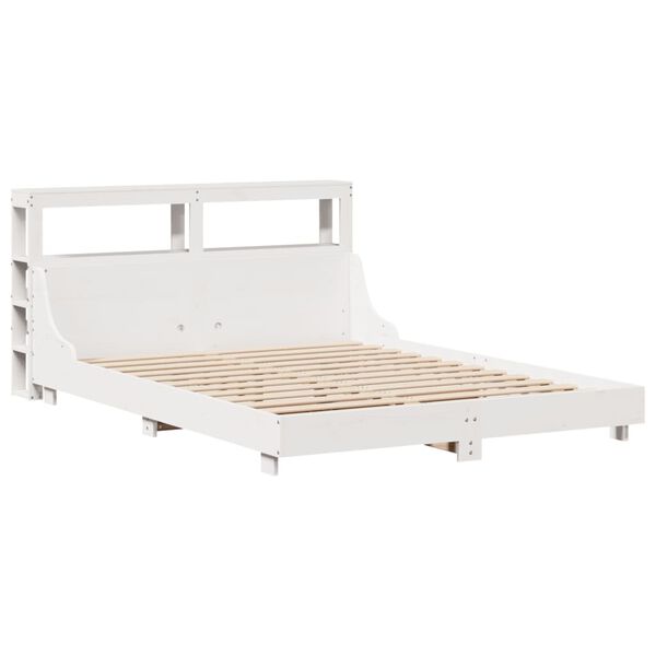 vidaXL Cama sem colch&atilde;o 150x200 cm madeira de pinho maci&ccedil;a branco