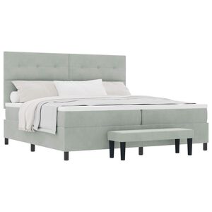 vidaXL Cama Box com colch&atilde;o Cinzento-claro 200 x 200 cm Veludo