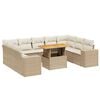 vidaXL 10 pcs conjunto de sof&aacute;s p/ jardim com almofad&otilde;es vime PE bege