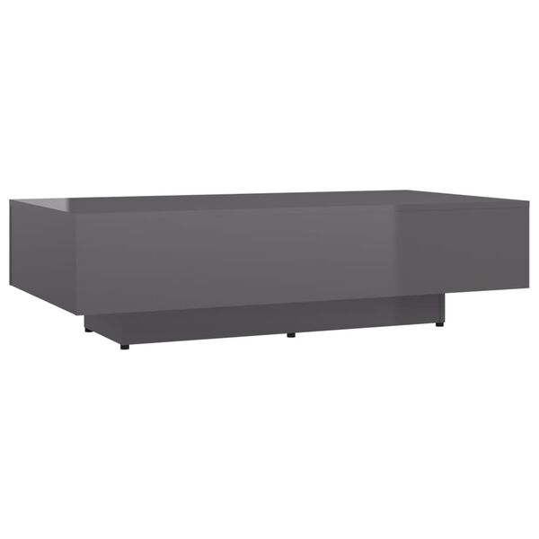 vidaXL Mesa de centro 115x60x31 cm contraplacado cinzento brilhante