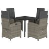 vidaXL 5 pcs conjunto de jantar p/ jardim c/ almofad&otilde;es vime PE cinza