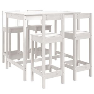 vidaXL 5 pcs conjunto de bar para jardim pinho maciço branco