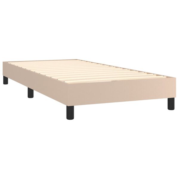 vidaXL Cama com molas/colch&atilde;o 90x200 cm couro artificial cappuccino