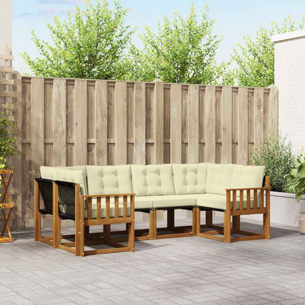 vidaXL Conjunto de Sof&aacute;s para Exterior 6 pcs Natural e Creme
