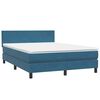 vidaXL Cama box spring c/ colch&atilde;o e LED 160x220 cm veludo azul-escuro