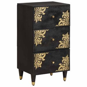 vidaXL Buffet com gaveta Preto 40 x 33 x 75 cm Madeira de manga maci&ccedil;a