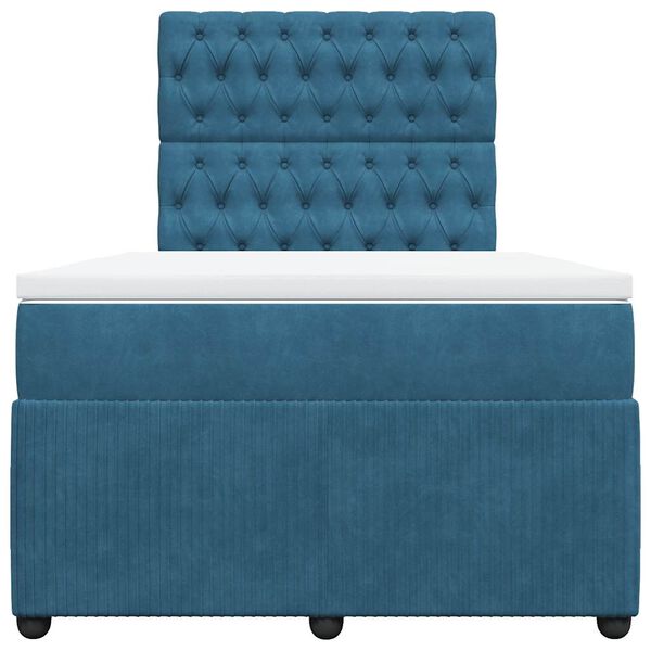 vidaXL Cama boxspring com colch&atilde;o 120x200 cm veludo azul-escuro
