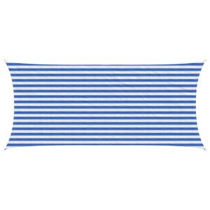 vidaXL Vela de Sombra 2 x 5 m HDPE Retangular Azul e Branco