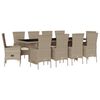 vidaXL 11 pcs conjunto de jantar p/ jardim com almofad&otilde;es vime PE bege
