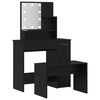 vidaXL Conjunto de Mesa de Maquiagem com LED 2 pcs Carvalho Preto