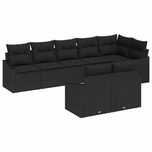 vidaXL Conjunto de Sof&aacute; de Jardim com almofada 8 pcs Preto vime PE