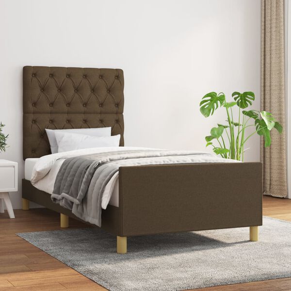 vidaXL Estrutura de cama sem colch&atilde;o 80x200 cm tecido castanho-escuro