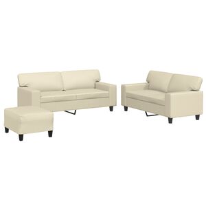 vidaXL 3 pcs conjunto de sof&aacute;s couro artificial cor creme